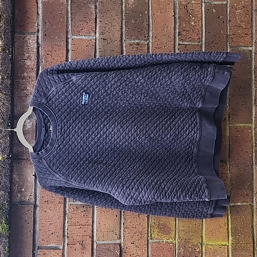 L.L.Bean Sweater, XL, Charcoal (light black), Quilted Pattern